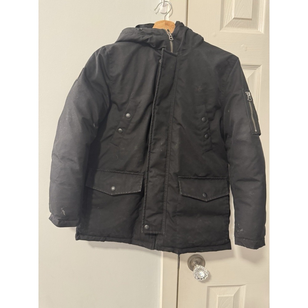Polo Ralph Lauren Boys Down Parka Sz M 10-12 Water-Resistant Black Hooded Jacket